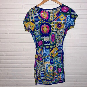 Trina Turk Colorful Patterned Silk Shift Dress, Women’s Size 0